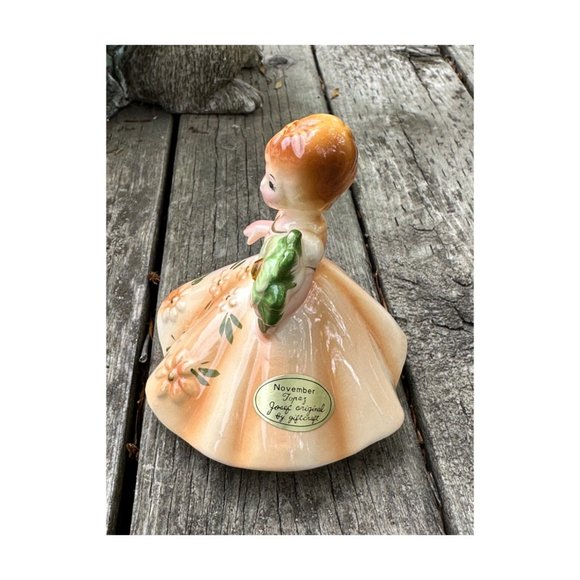 Vtg Josef Originals Figurine - November - Topaz - Girl in Peach Dress With Cryst - Picture 5 of 6